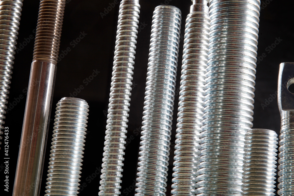 Newly manufactured large screws. Close up. Newly manufactured large screws. Close up.