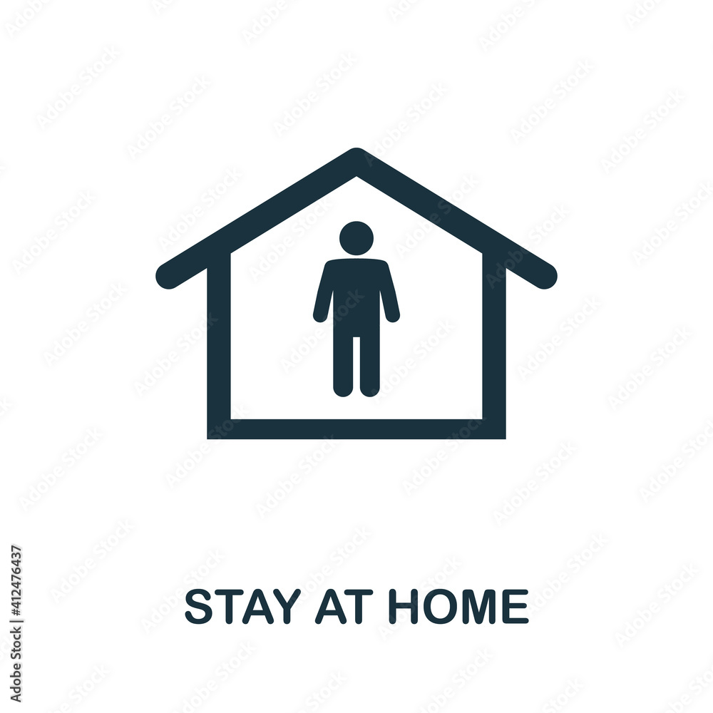 Stay At Home icon. Simple element from new normality collection. Filled monochrome Stay At Home icon for templates, infographics and banners Stay At Home icon. Simple element from new normality collection. Filled monochrome Stay At Home icon for templates, infographics and banners