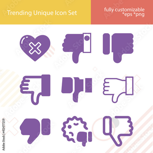 Simple set of distrust related filled icons.