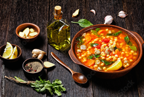 chickpea and green broad bean Moroccan soup
