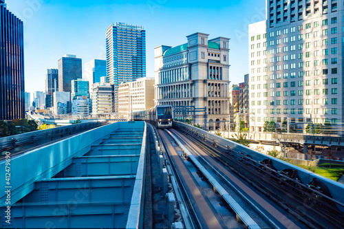 Japan. Train heads to Odaib...
