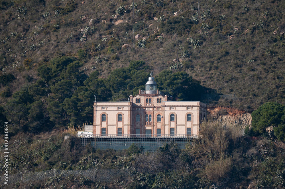 Old lighthouse on Montjuic mountain, Barcelona Old lighthouse on Montjuic mountain, Barcelona