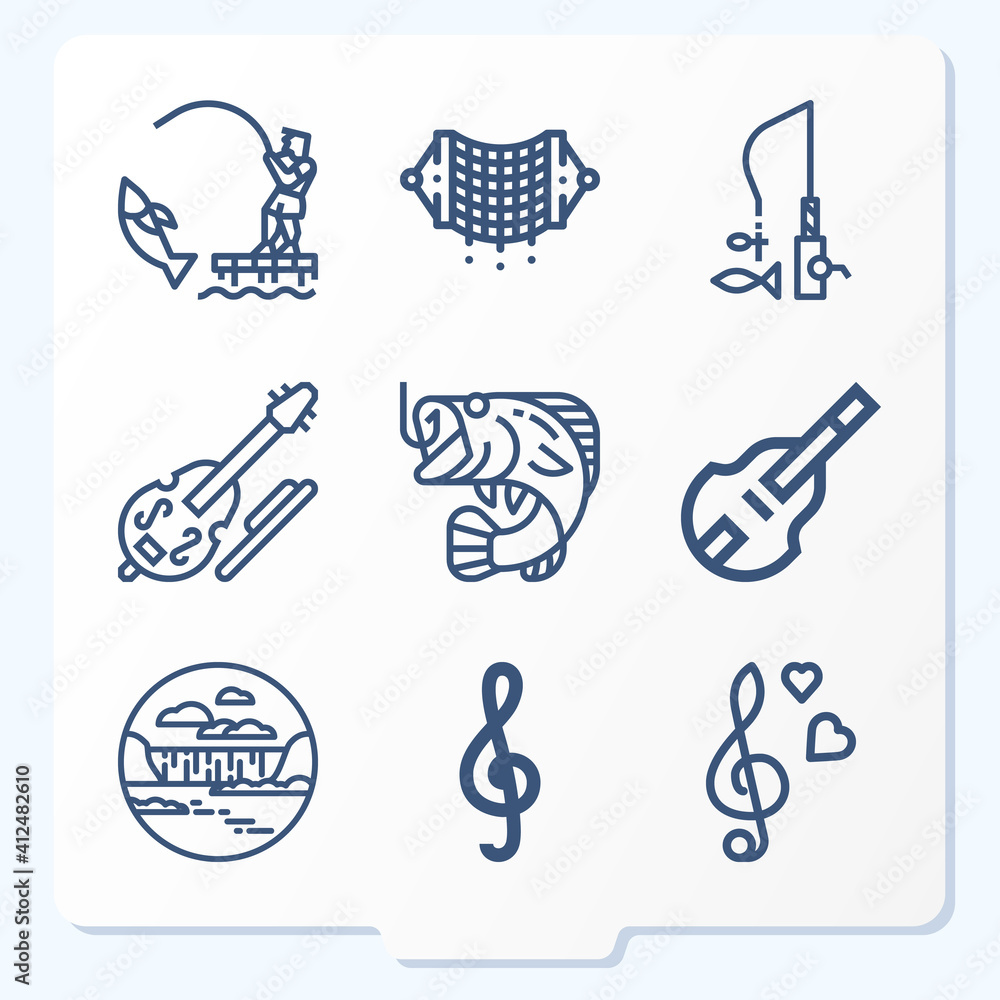 Simple set of 9 icons related to freshwater Simple set of 9 icons related to freshwater