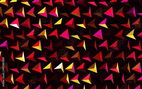 Dark Pink, Yellow vector layout with lines, triangles.