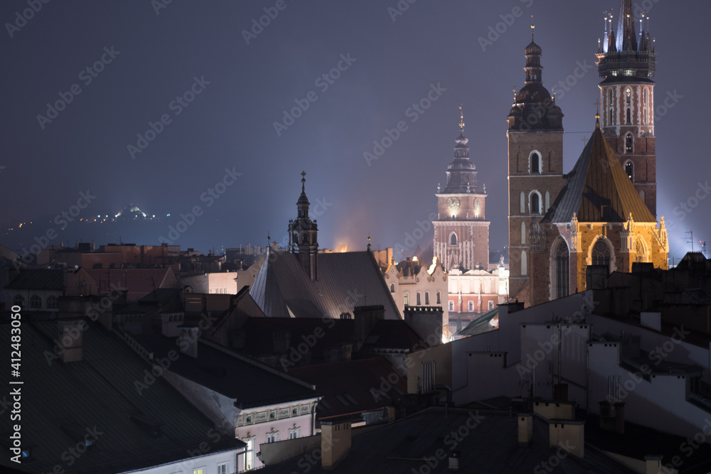 Krakow view at night 