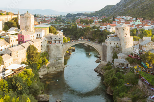 View of the historic Old Bridge in Mostar. Bosnia and Herzegovina