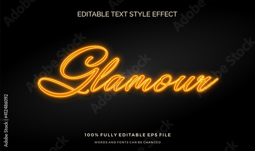Neon light wall sign text style effect. editable font vector file