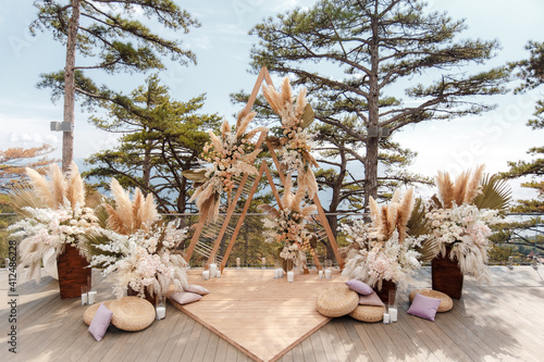 Luxurious wedding ceremony in boho style