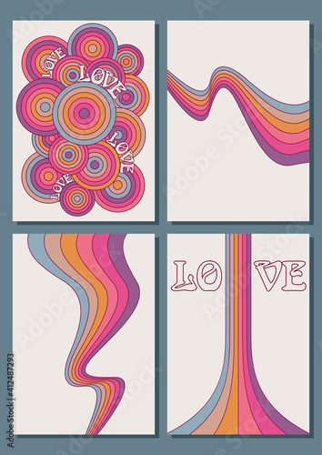Colorful Rainbow Backgrounds, Cover, Poster Templates, Love and Colors 
