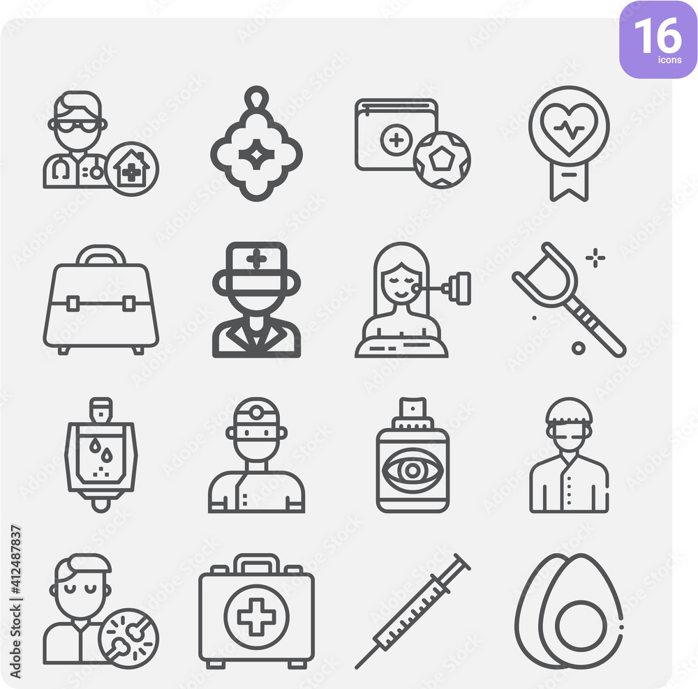 Simple set of surgeon related lineal icons. Simple set of surgeon related lineal icons.