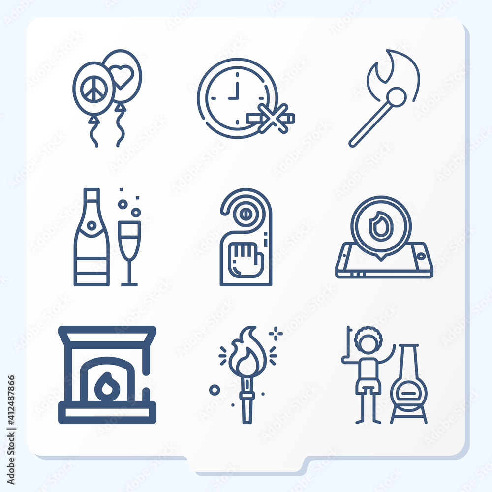 Simple set of 9 icons related to explosion Simple set of 9 icons related to explosion