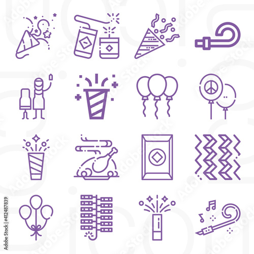 16 pack of newly  lineal web icons set