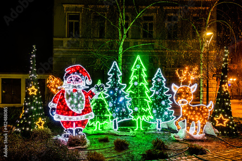 Novi Sad, Serbia January 05, 2021: Freedom Square decorated with New Year figures