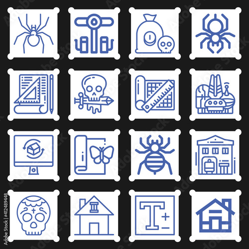 16 pack of gothic  lineal web icons set
