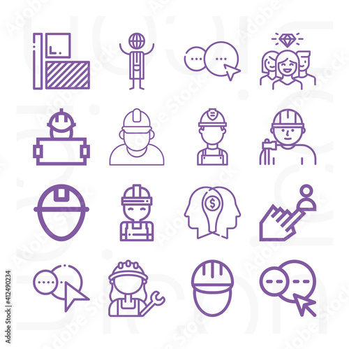16 pack of foreman  lineal web icons set