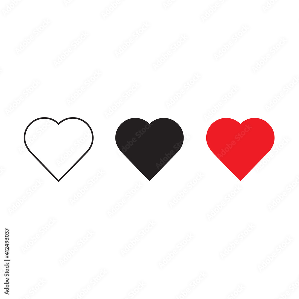 Like and Heart icon. Live stream video, chat, likes. Social nets like red heart web buttons isolated on white background. Valentines Day. Vector illustaration.