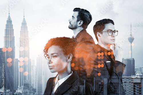 Photography Group of SMM specialists working on social media marketing strategy to achieve business goals