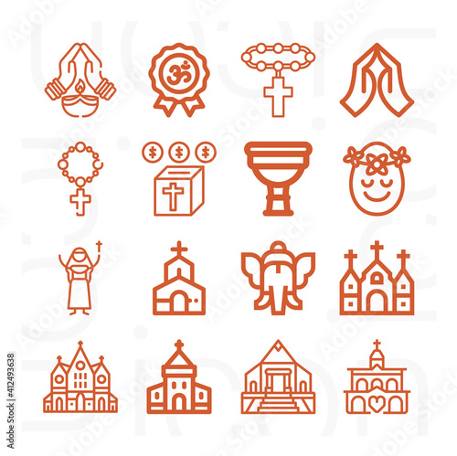 16 pack of muslims  lineal web icons set