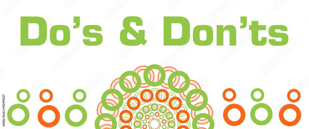 Fototapeta premium Dos And Donts Orange Green Circular Rings Bottom 