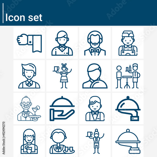 Simple set of butler related lineal icons.