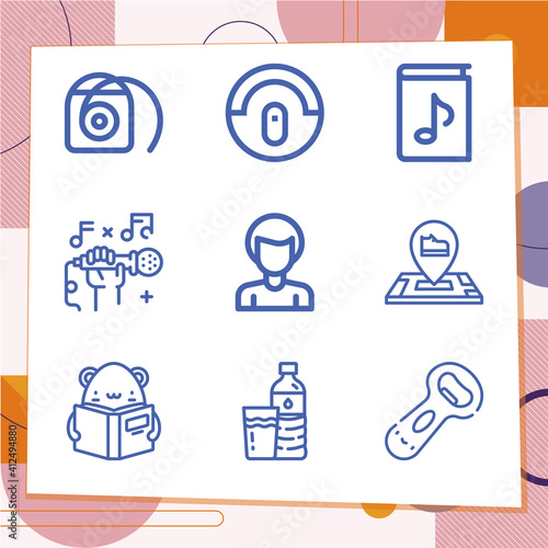 Simple set of 9 icons related to mouth