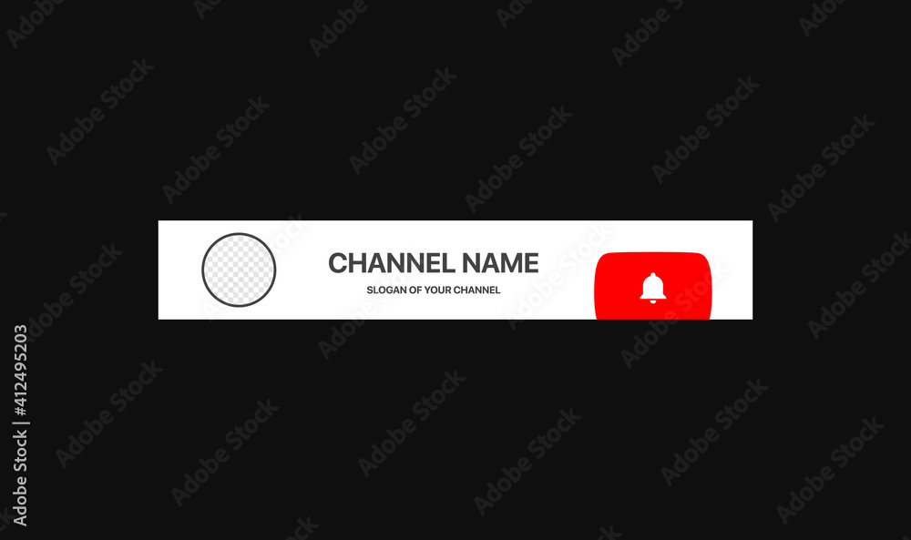 Youtube Channel Name Lower Third. Broadcast Banner for Video On Black  Background. Placeholder for channel logo. Vector illustration Stock Vector  | Adobe Stock