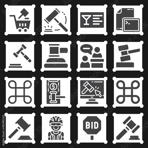 16 pack of bidding  filled web icons set