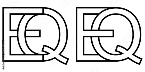 Logo sign eq qe icon sign interlaced letters Q, E vector logo eq, qe first capital letters pattern alphabet e, q