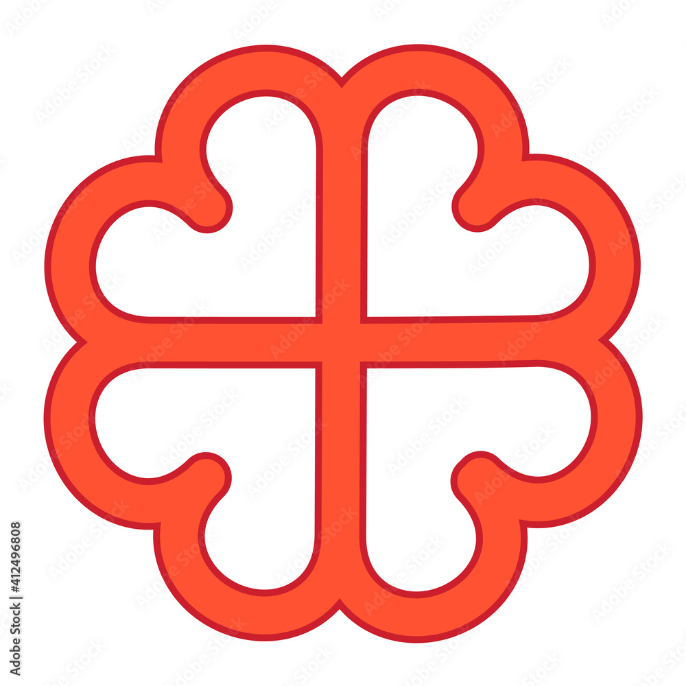 red cross of love from hearts, vector four hearts form flower symbol eternal love and loyalty red cross of love from hearts, vector four hearts form flower symbol eternal love and loyalty