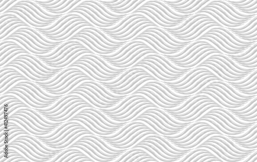 The geometric pattern with wavy lines. Seamless vector background. White and gray texture. Simple lattice graphic design.