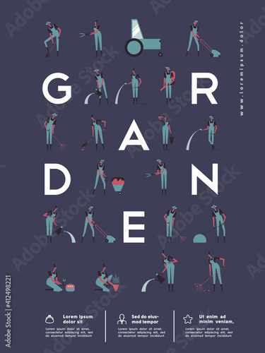Set of flat vector illustrations. Lettering, poster. A set of posters, cards or covers.