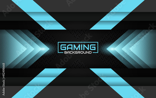 Abstract futuristic geometric black and blue gaming background with modern esport shapes. Vector design template technology concept can use element game banner, sport poster, cyber wallpaper, web