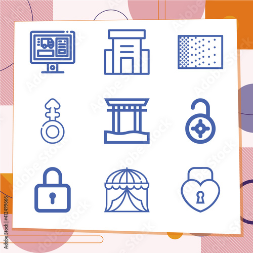 Simple set of 9 icons related to minimal