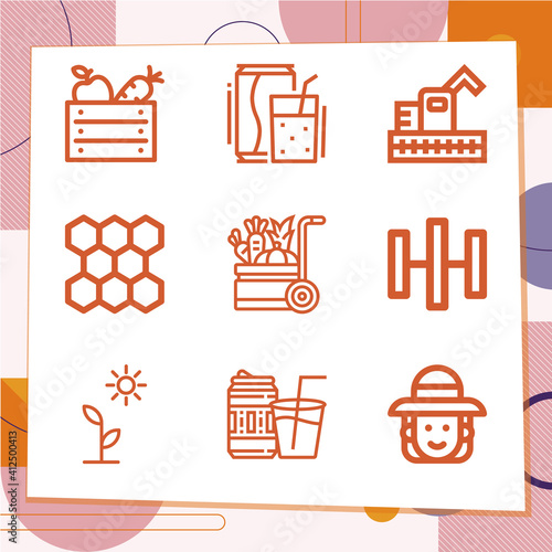 Simple set of 9 icons related to absorb