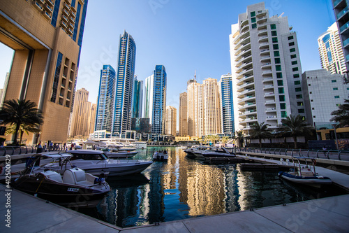 DUBAI, UAE - December, 2020: Dubai Marina. UAE. Dubai was the fastest developing city in the world