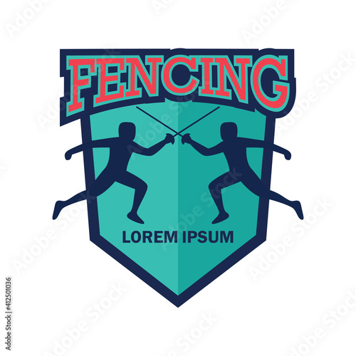 fencing logo with text space for your slogan tag line, vector illustration