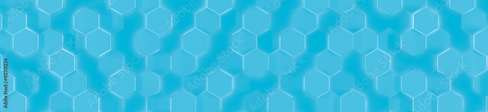 Wide Blue Hexagon Background (Website Header) (3D Illustration) Wide Blue Hexagon Background (Website Header) (3D Illustration)