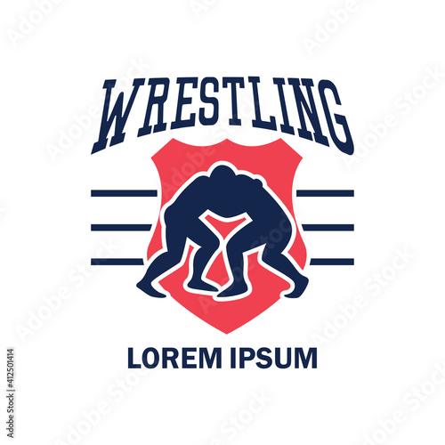 wrestling logo with text space for your slogan tag line, vector illustration