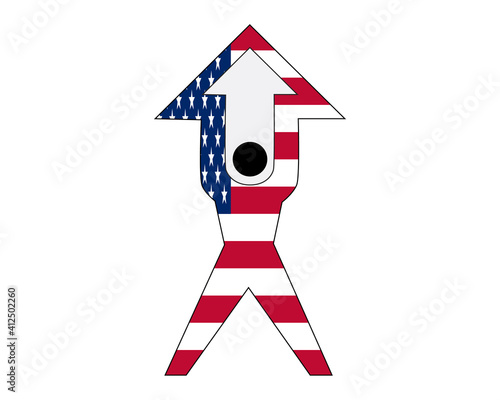 Economic arrow growing financial crisis. The concept of support during the depression and world economic crisis.