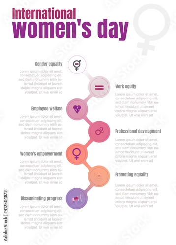 Illustration with the principles for the empowerment of women, with icons of each one of them.
