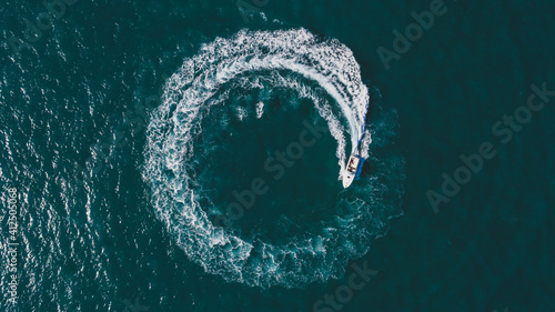Boat in the sea circualr - mediterranean sea italy © nadirco