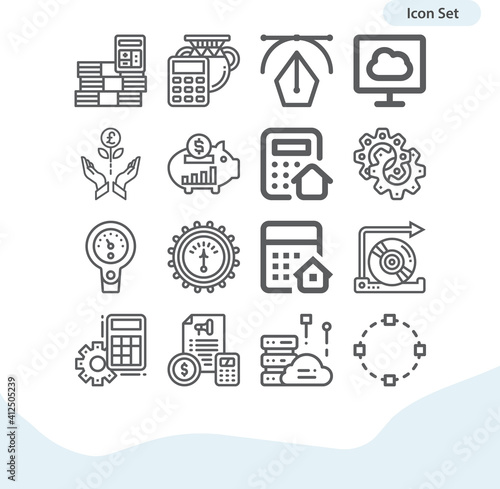 Simple set of compute related lineal icons.