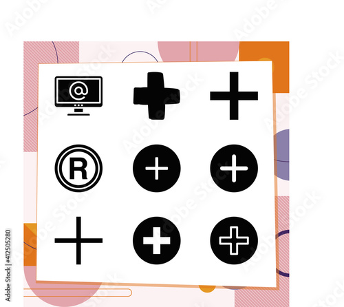 Simple set of 9 icons related to qualified