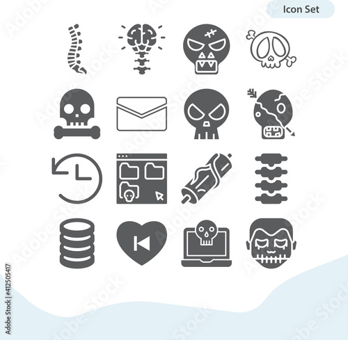 Simple set of axial skeleton related filled icons.