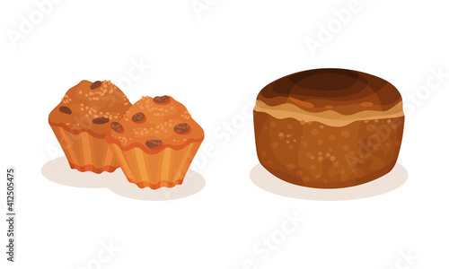 Bread and Sweet Wheat Pastry or Confectionery Vector Set