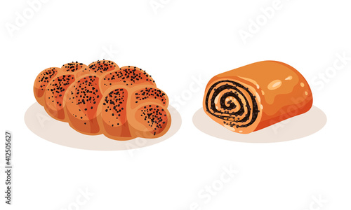 Bread and Sweet Wheat Pastry or Confectionery Vector Set