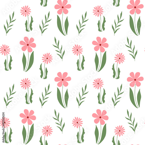 Wallpaper Mural Seamless spring pattern floral with flowers isolated on white background. Vector illustration for wrapping, fabric, web, invitation, wallpaper, wedding, textile, 8 march, mother's or women's day. Torontodigital.ca
