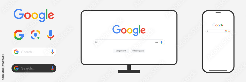 Google search. Browser window with Google search bar. Desktop and