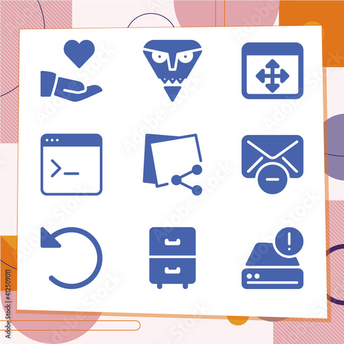 Simple set of 9 icons related to accomplish