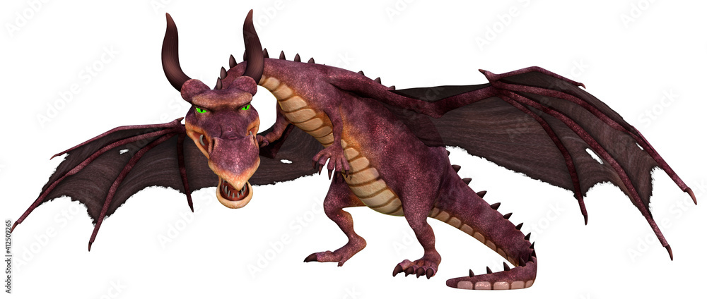3D Rendering Fairy Tale Dragon on White 3D Rendering Fairy Tale Dragon on White